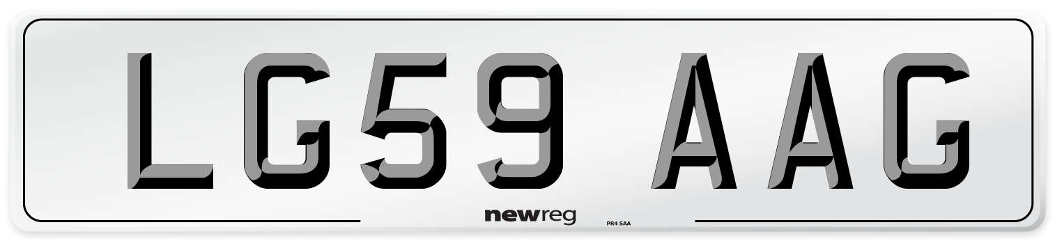 LG59 AAG Number Plate from New Reg